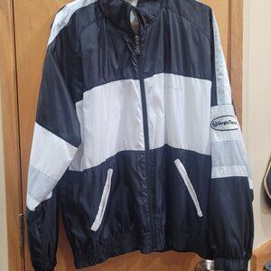 Vintage Sergio Tacchini Black,White,Grey Windbreaker Track Jacket Large -XL EUC